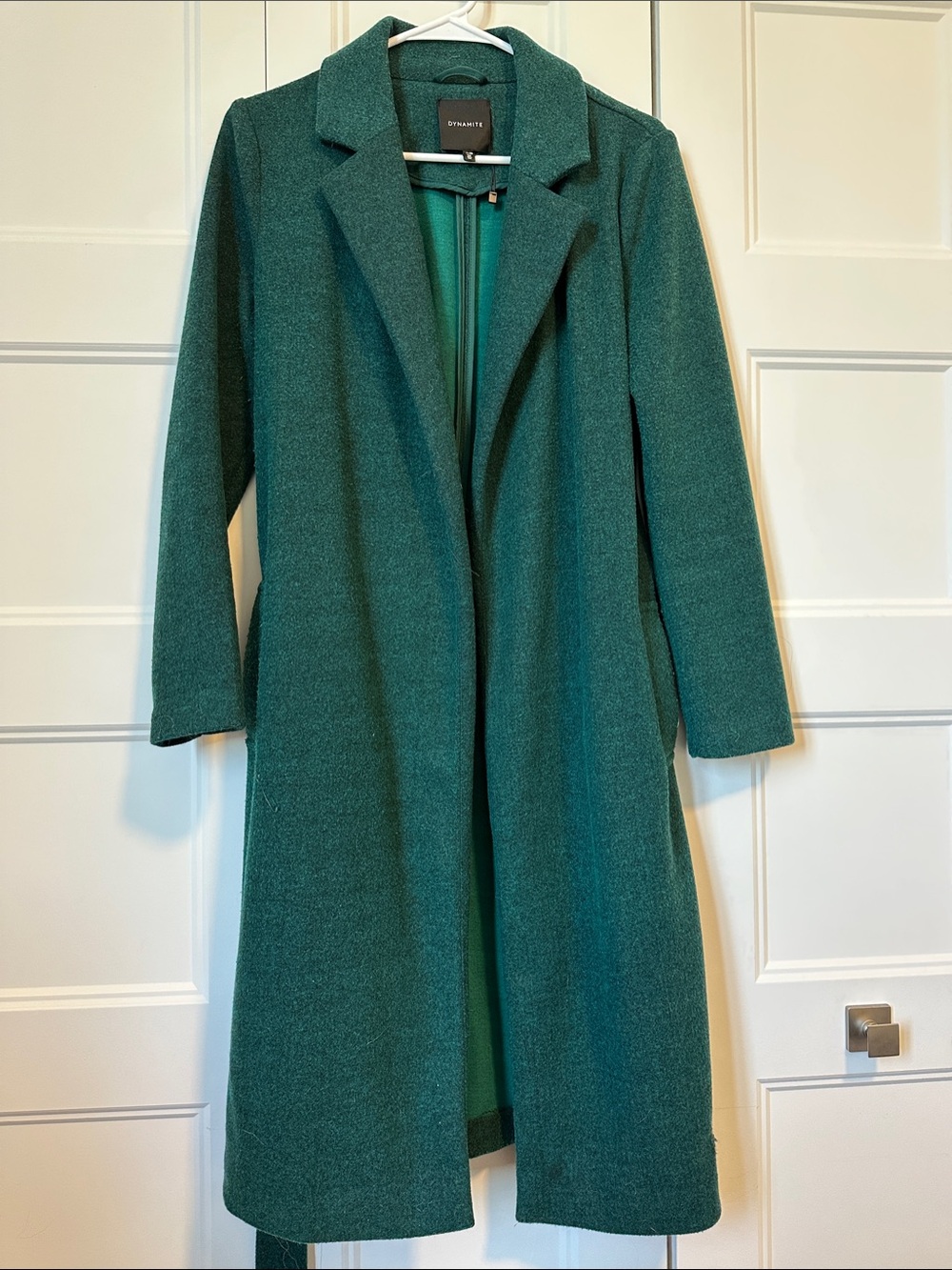 Dynamite Teal Green Long Wool-Blend Coat